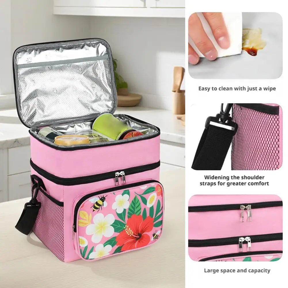 Large Insulated Cooler Tote Bag | Double-Layer Picnic Bag