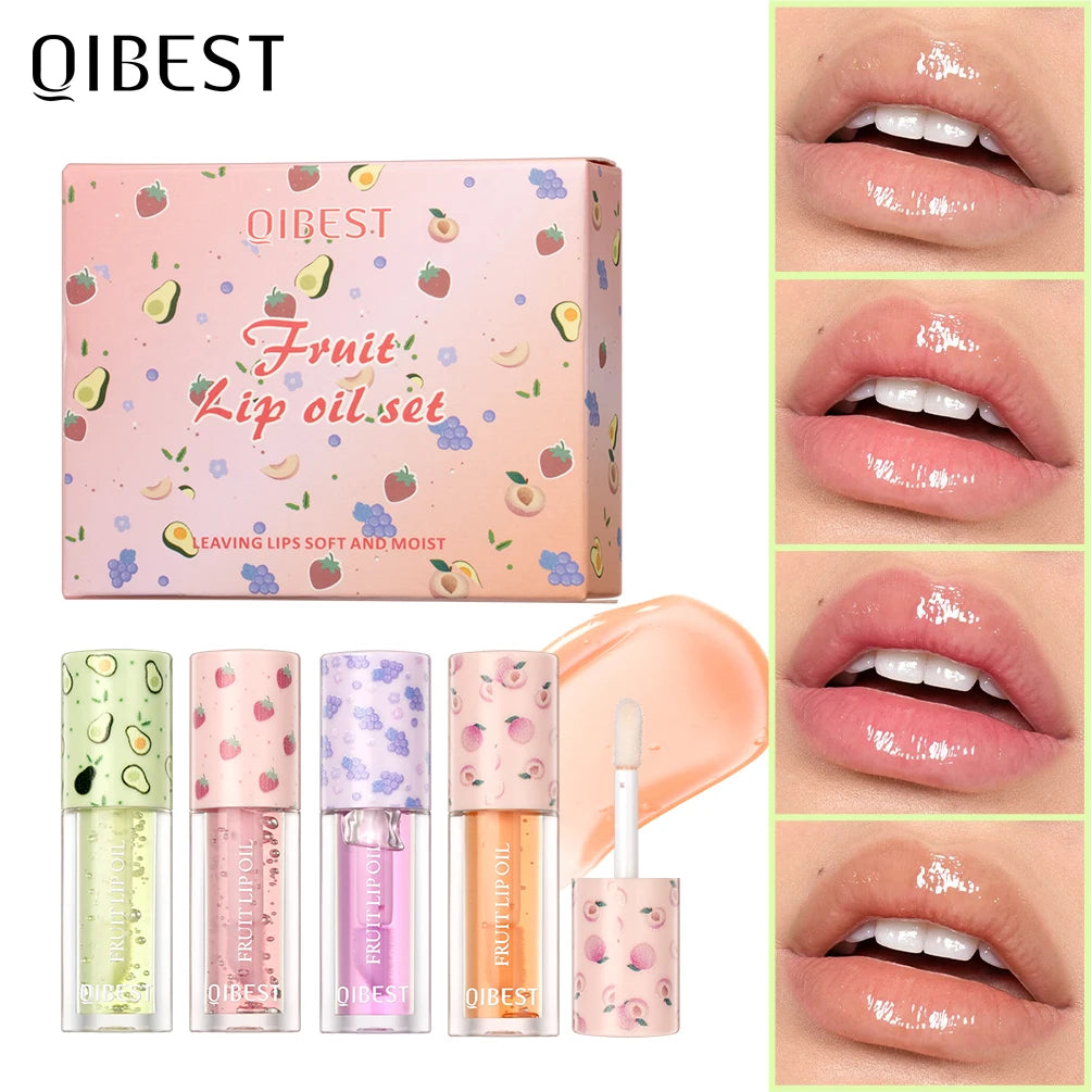 QIBEST Lip Oil Balm Set Glossy Lip Gloss Moisturizing Makeup Tinted Lip Plumping Mirror Lip Glaze Lip Glow Oil Lips Cosmetic Kit Peaceful Pleasures Health and Wellness