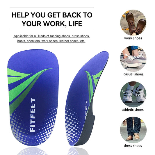 1Pair 3/4 Length Arch Support Insoles for Plantar Fasciitis, Flat Feet & Over-Pronation – Orthotic Shoe Inserts for Men Women Peaceful Pleasures Health and Wellness