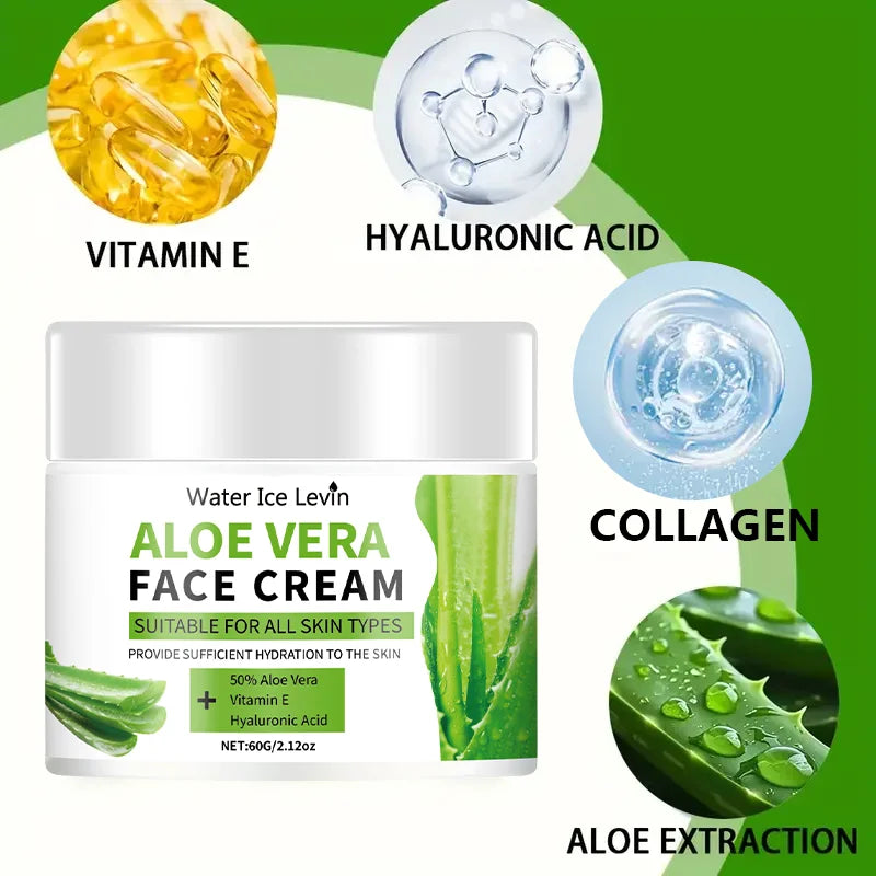 Aloe Vera Face Cream with Hyaluronic Acid & Collagen | 60g Face Moisturizer Cream Peaceful Pleasures Health and Wellness