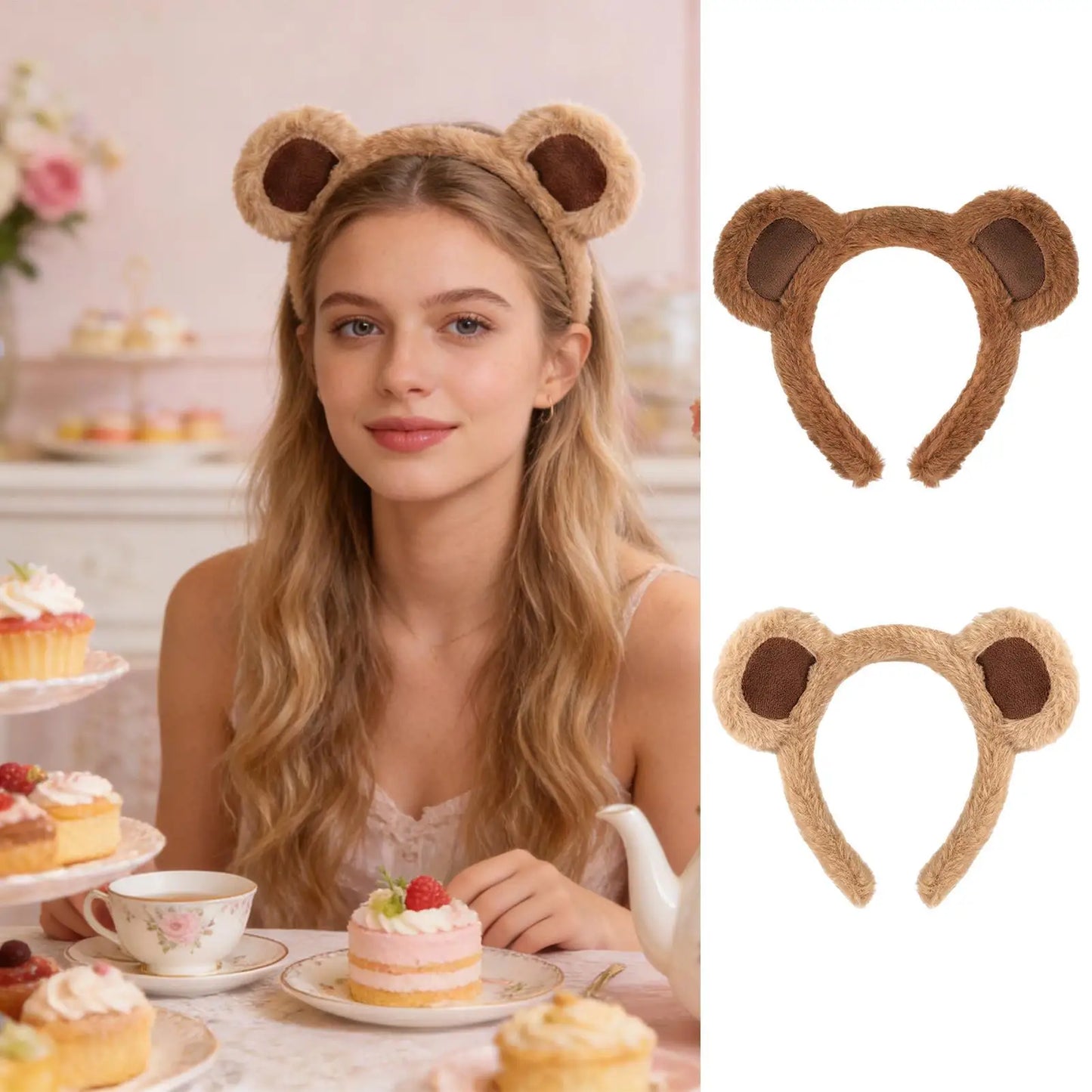 Cute Bear Ears Plush Headband for Women, Girls & Cosplay