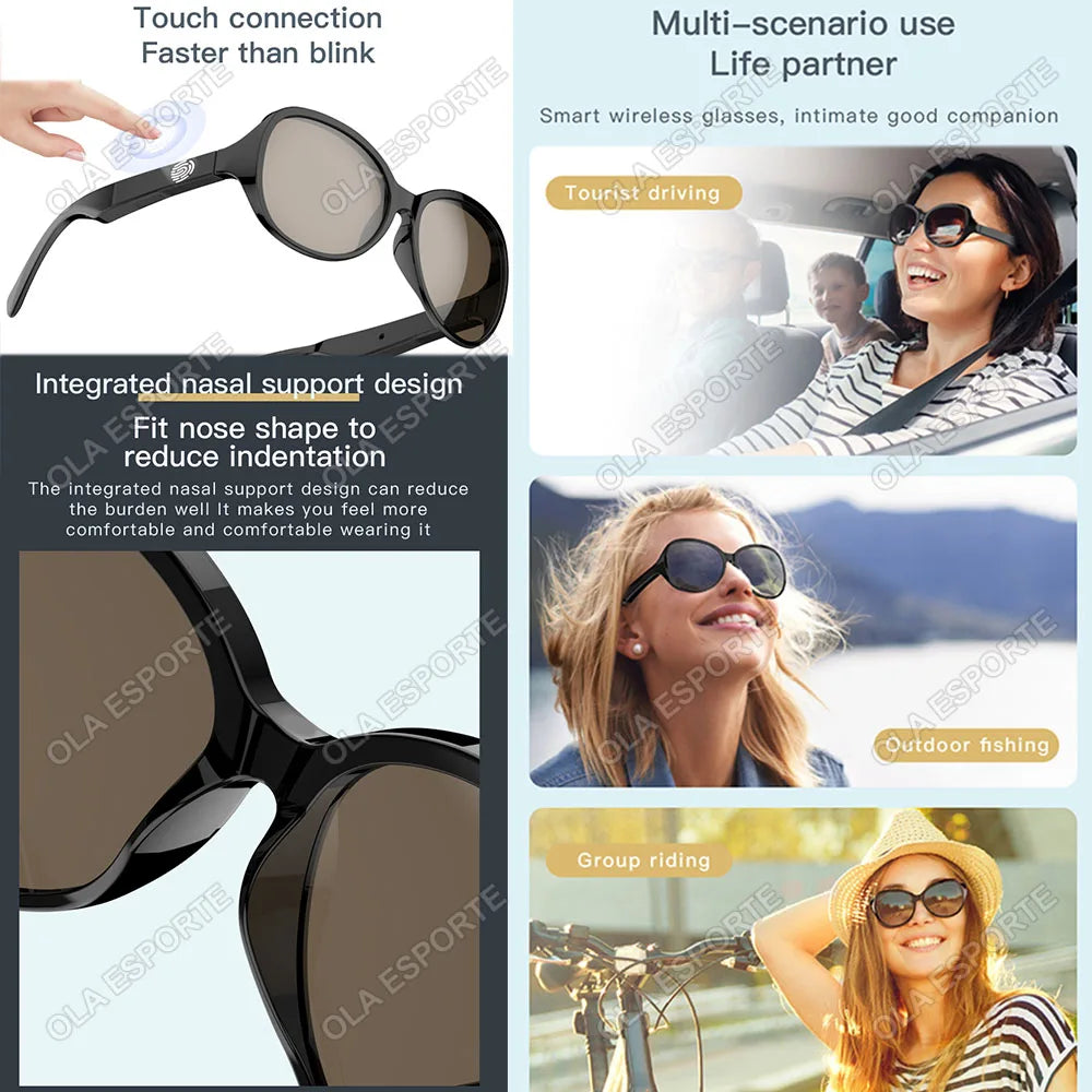F07 Bluetooth Glasses With Music IP4 Waterproof Uv400 Wireless Stereo Polarizing Bezel Fishing Polarized Men's Sunglasses Sports Peaceful Pleasures Health and Wellness