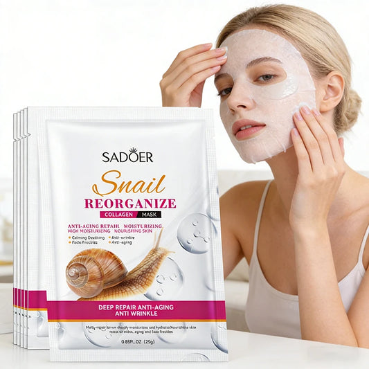 SADOER Snail Collagen Face Mask – Firming & Brightening 5-Pack Collagen Sheet Mask Peaceful Pleasures Health and Wellness Default Title