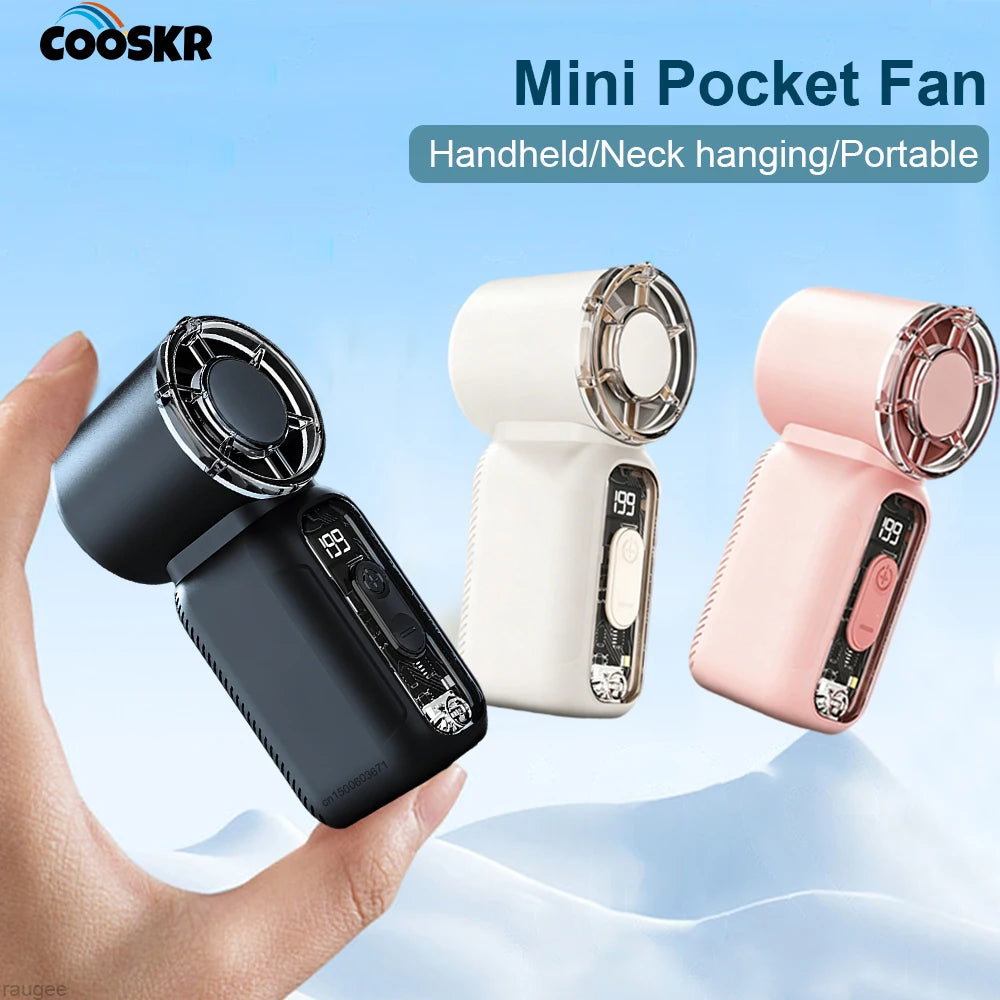 Mini Pocket Fan Portable Handheld Fan 1200mAh Rechargeable Hanging Neck Fan with Lanyard Small Personal Travel Air Cooler Fan Peaceful Pleasures Health and Wellness