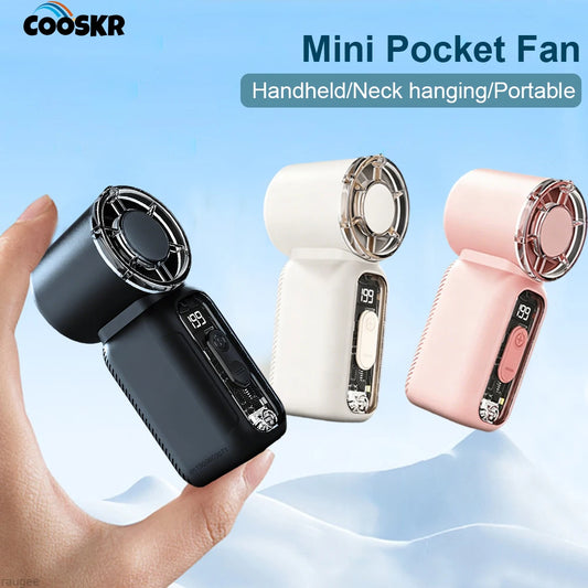 Mini Pocket Fan Portable Handheld Fan 1200mAh Rechargeable Hanging Neck Fan with Lanyard Small Personal Travel Air Cooler Fan Peaceful Pleasures Health and Wellness