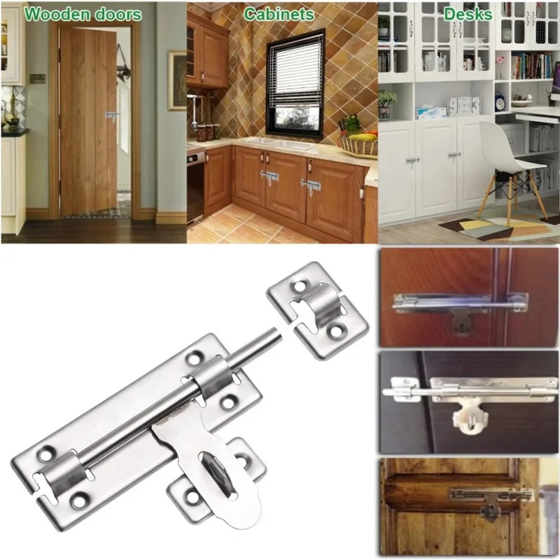 1 Set 4/6/8 Inch Hardware Door Lock,Stainless Steel Barrel Bolt Latch With Padlock Clasp for Locking Door Window Drawer Cupboard Peaceful Pleasures Health and Wellness