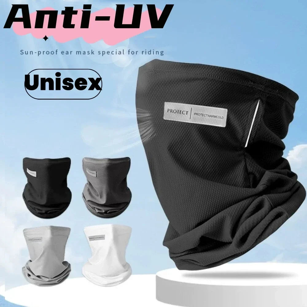 Outdoor UV Protection Ice Silk Mask Sunscreen Face Cover Neck Wrap Unisex Anti-UV Scarf Cycling UV Mask Ear Hanging Neck Scarves Peaceful Pleasures Health and Wellness
