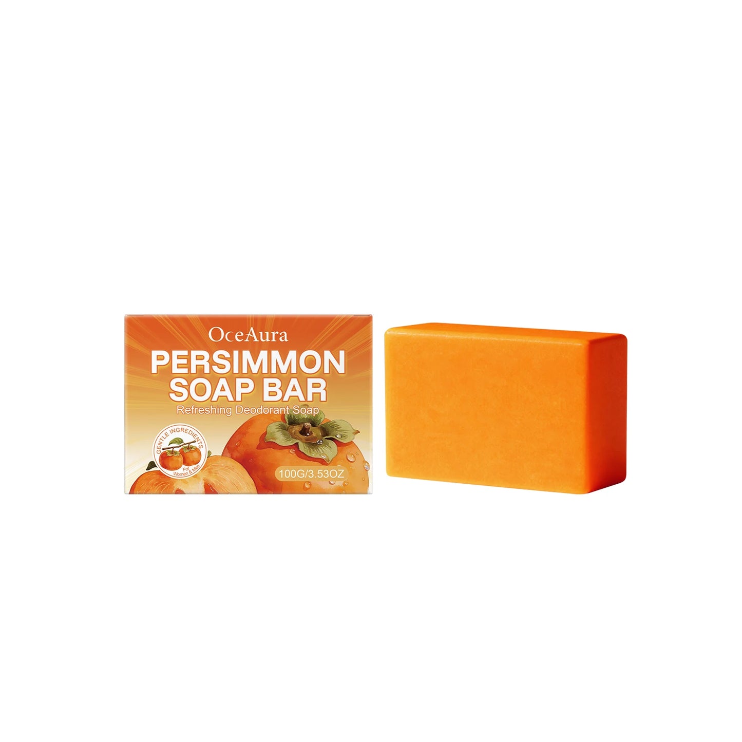 OceAura Persimmon Bar Soap – Gentle Cleansing & Odor Control