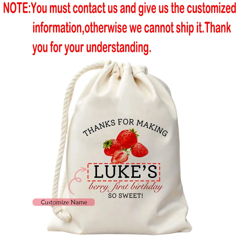 Personalized Strawberry Birthday Gift Bags | 5pcs Party Favors Party Favor Bags Peaceful Pleasures Health and Wellness custom name 5pcs 13x18cm