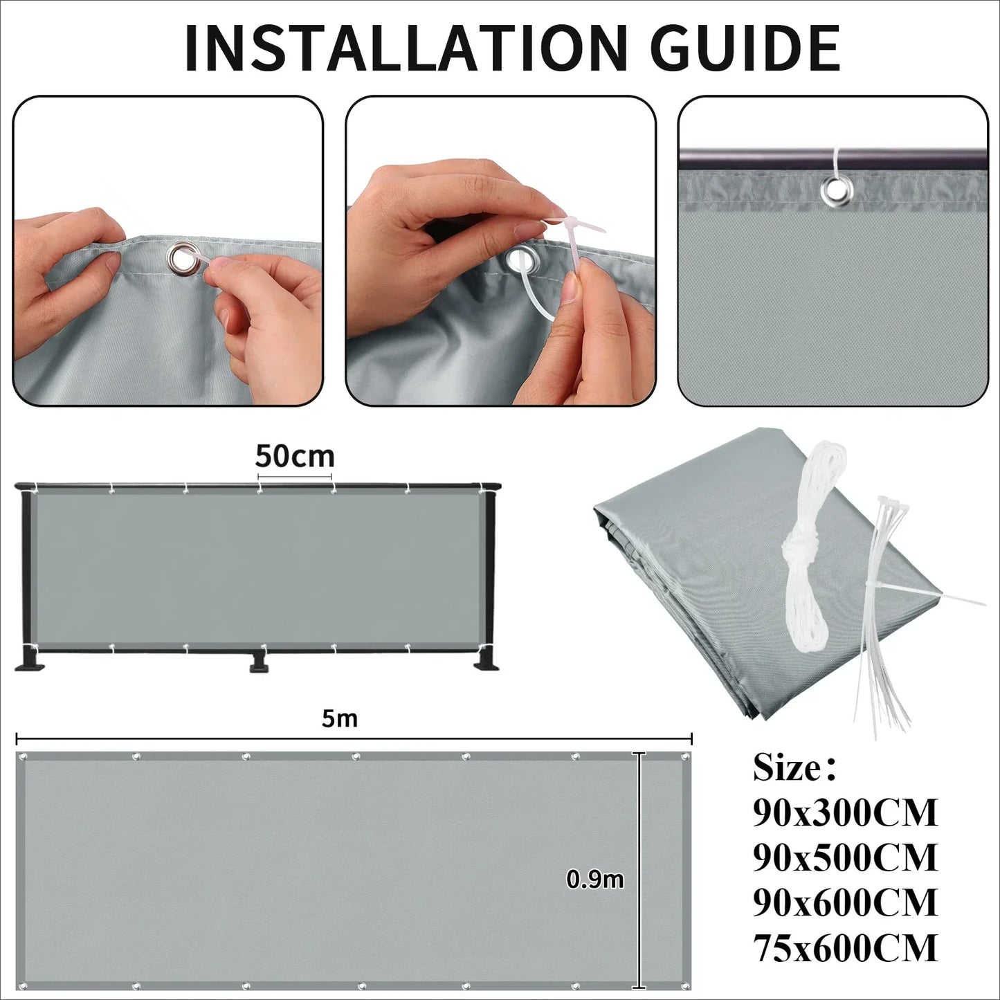 Balcony Privacy Shade Cloth Waterproof Fence Sunshade Netting 95% UV Protection for Garden Shelter Deck Porch Railing Pool Decor Peaceful Pleasures Health and Wellness