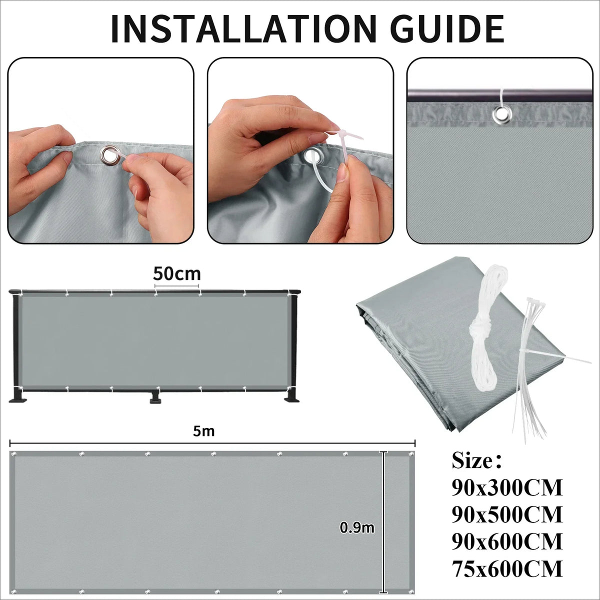 Balcony Privacy Shade Cloth Waterproof Fence Sunshade Netting 95% UV Protection for Garden Shelter Deck Porch Railing Pool Decor Peaceful Pleasures Health and Wellness