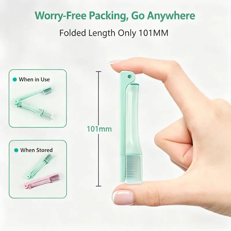 Folding Travel Toothbrush – Portable Mini, Soft Bristles Travel Toothbrush Peaceful Pleasures Health and Wellness