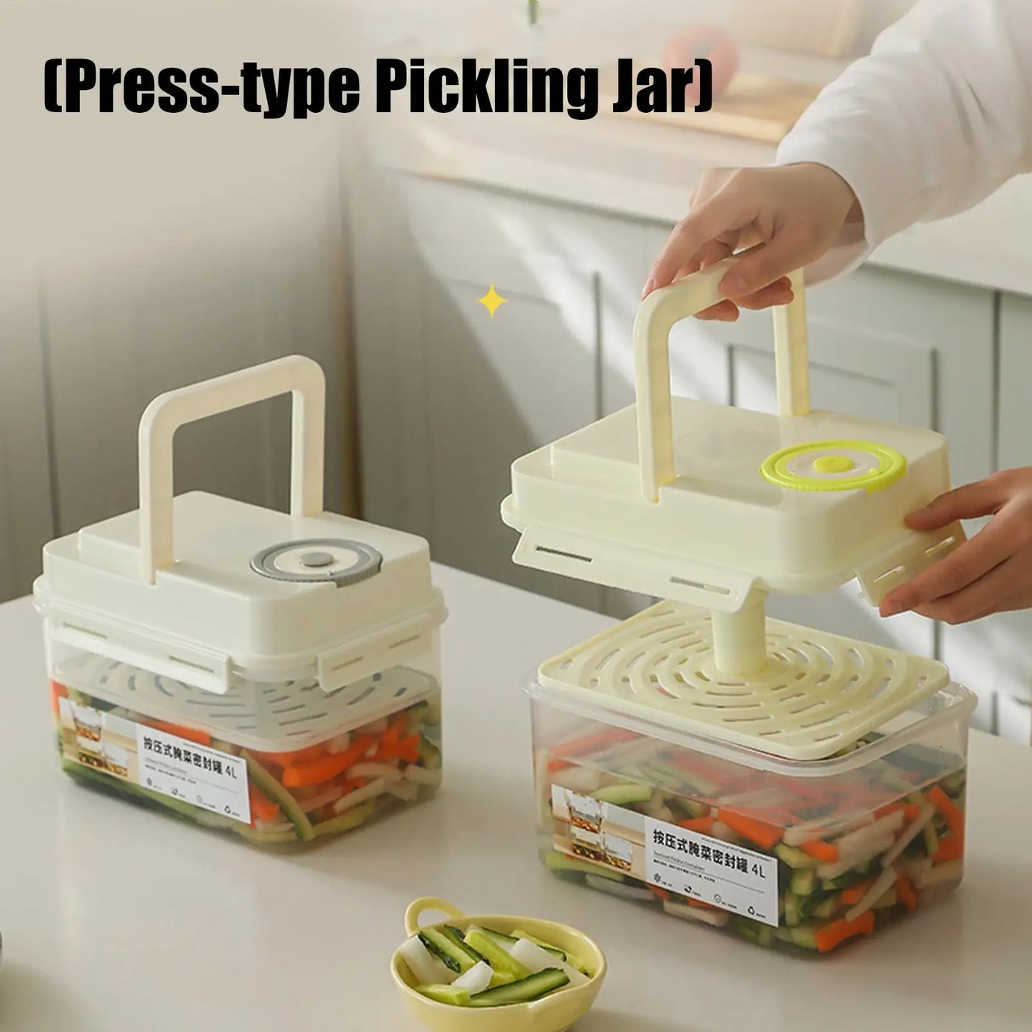 4L Airtight Pickle Fermentation Container with Press Plate