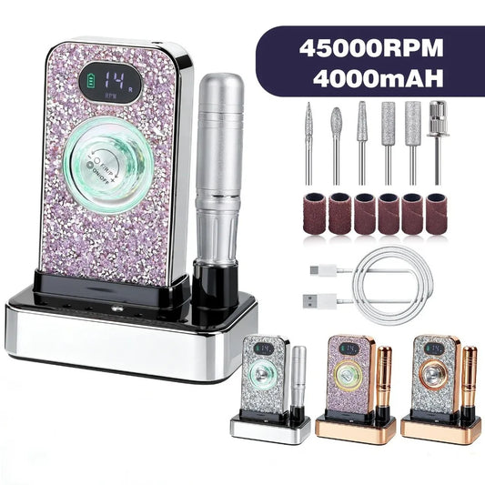 45000 RPM Professional Electric Nail Drill & Gel Polisher Machine Electric Nail Drill Peaceful Pleasures Health and Wellness