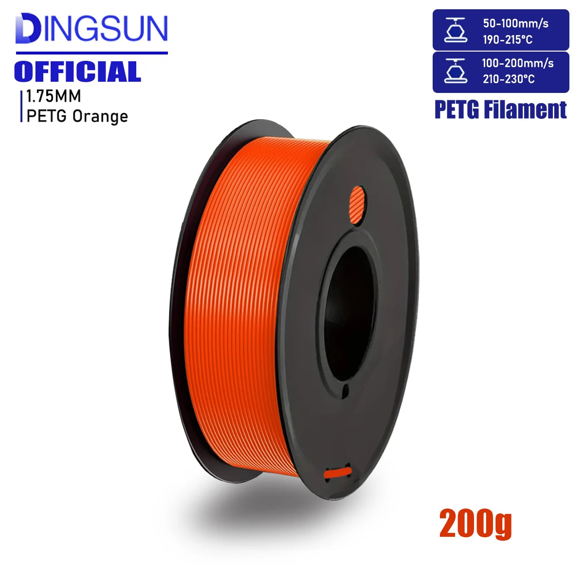 DINGSUN 3D PETG Filament 1.75mm ±0.02mm | FDM Printer Spool