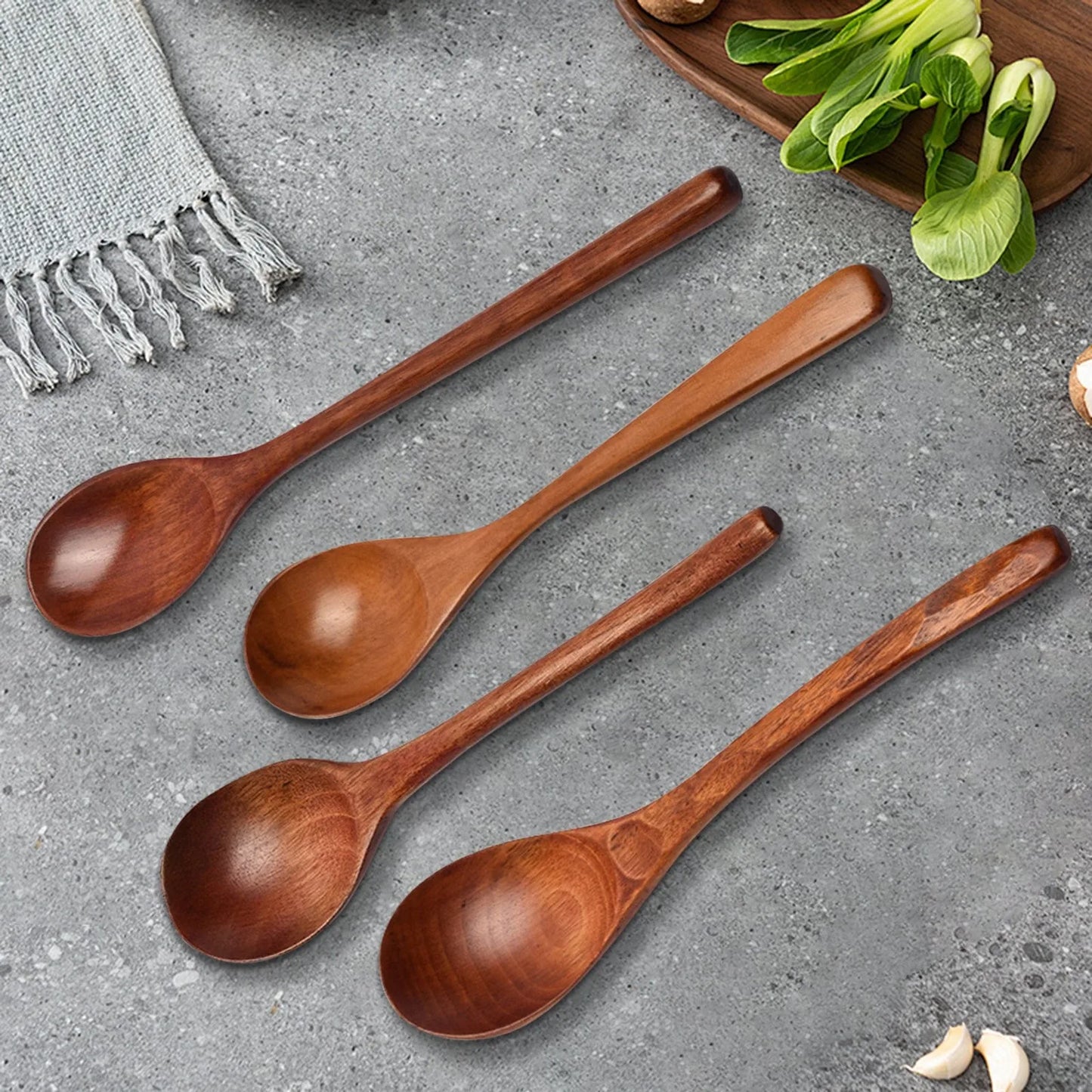 Japanese Wooden Spoon Long Handle | Ramen & Porridge Spoon