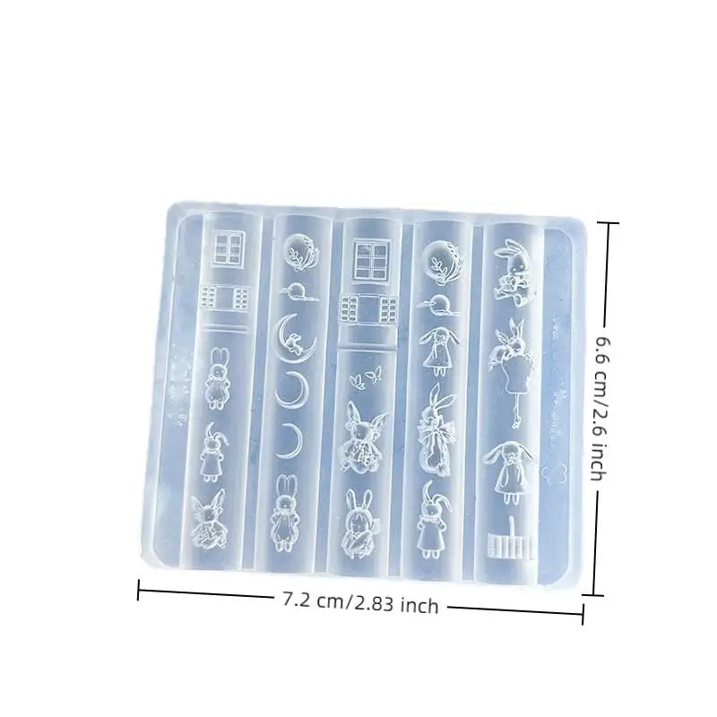Cartoon Rabbit Bow Nail Art Silicone Mold Stamp DIY Manicure Tools for Nail Decoration Relief Accessory Peaceful Pleasures Health and Wellness