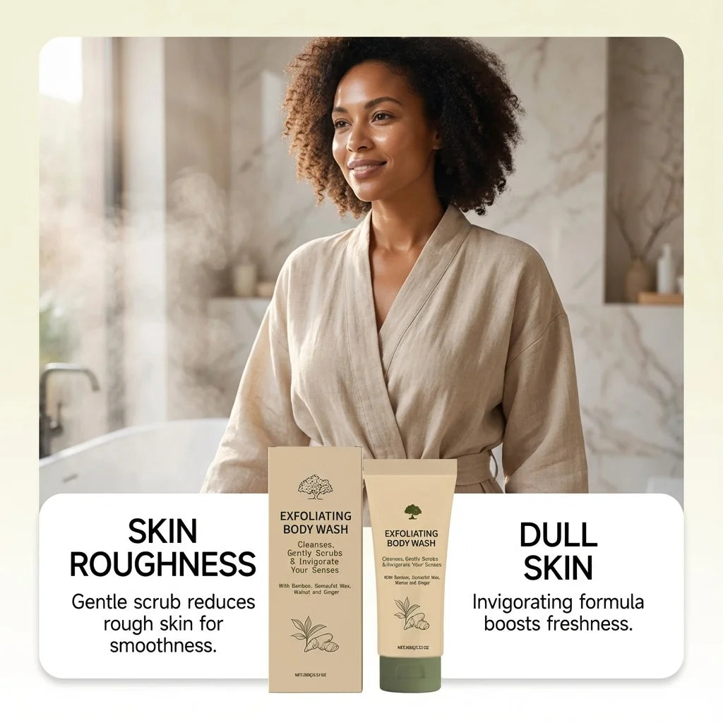 Exfoliating Body Wash Deep Cleansing Body Dirt Smoothing Dead Skin Cell Removal Improve Roughness Refresh Brightening Shower Gel Peaceful Pleasures Health and Wellness