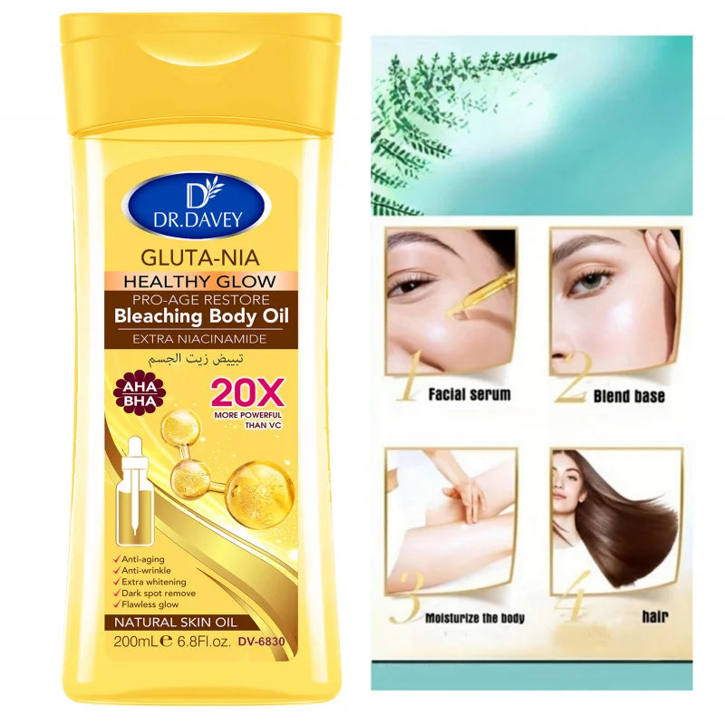DR.DAVEY Gluta-Nia 200ml Body Oil – Moisturizing Skin Care
