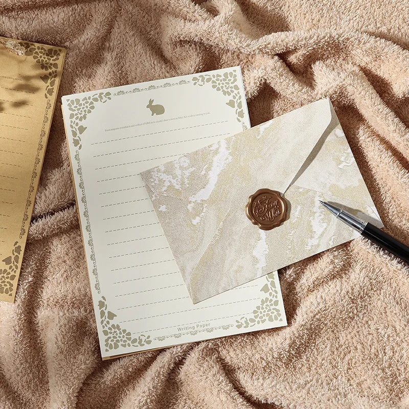 gilding Valentine's Day Envelope Letter Set Embossed Texture Handwritten Love Letter Lacquer Envelope Peaceful Pleasures Health and Wellness