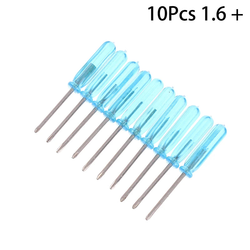 10Pcs Mini Screwdriver Blue Handle Mini Phillips Screwdriver Set Cross/Horizontal Head Precision Repair Tools Electronics Tools Peaceful Pleasures Health and Wellness C1