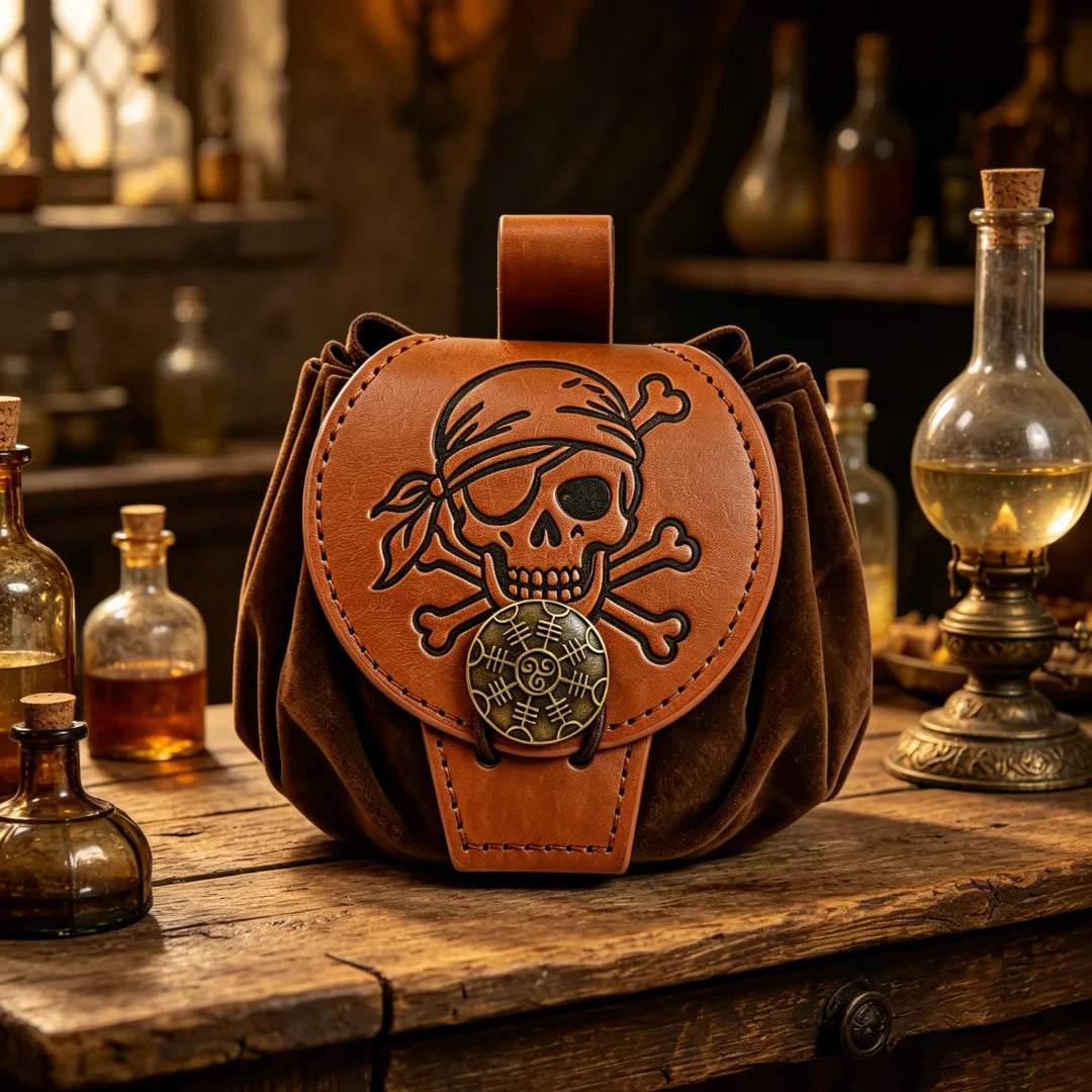 Steampunk Medieval Punk Fanny Packs Men Pu Leather Coin Purse