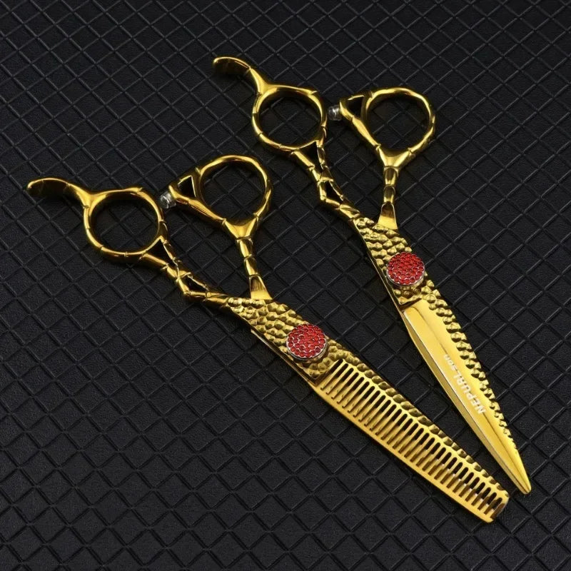 Professional 6" Gold 440C Steel Hair Cutting Thinning Shears Hair Cutting Shears Peaceful Pleasures Health and Wellness