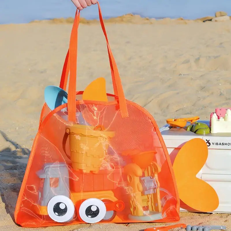 Cartoon Mesh Beach Toy Bag – Foldable Large Tote | JETTING