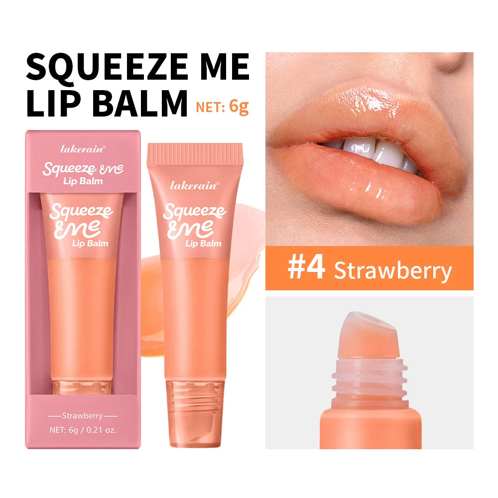 Lip Gloss Long Lasting Moisturizing Lip Balm with Hyaluronic Acid Sheer Strawberry Flavor Squeeze Tube Plumping Gloss Hydration Peaceful Pleasures Health and Wellness 4Strawberry