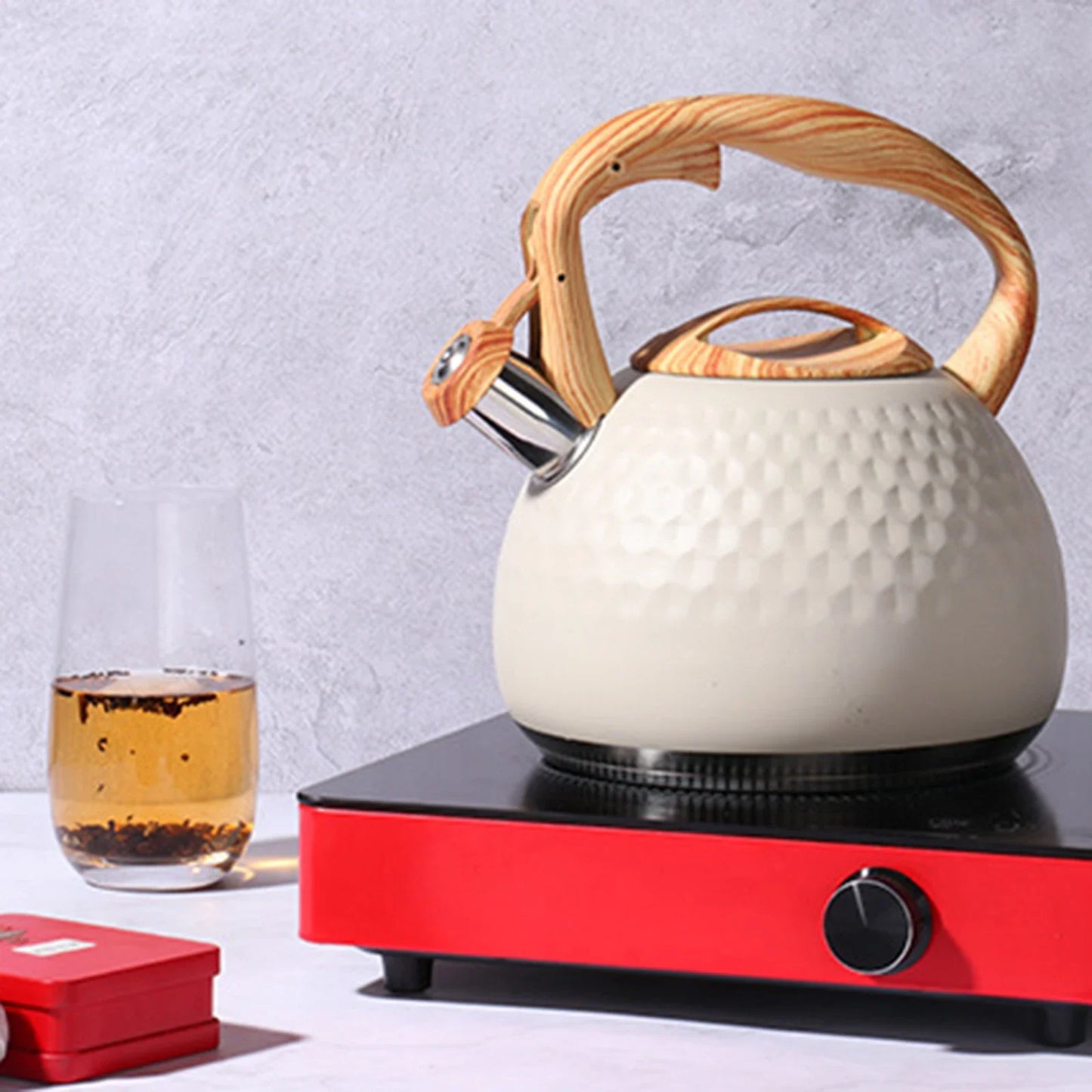 3L Stainless Steel Whistling Kettle – Anti-Scald Wooden Handle