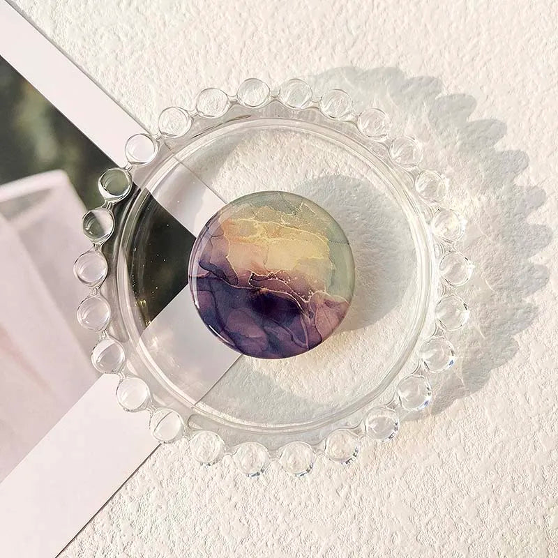 Socket Grip Tok Acrylic Glue Material High Quality Transparent Folding Stand Marble Pattern Phone Holder Foldable phone grip Peaceful Pleasures Health and Wellness P193-13