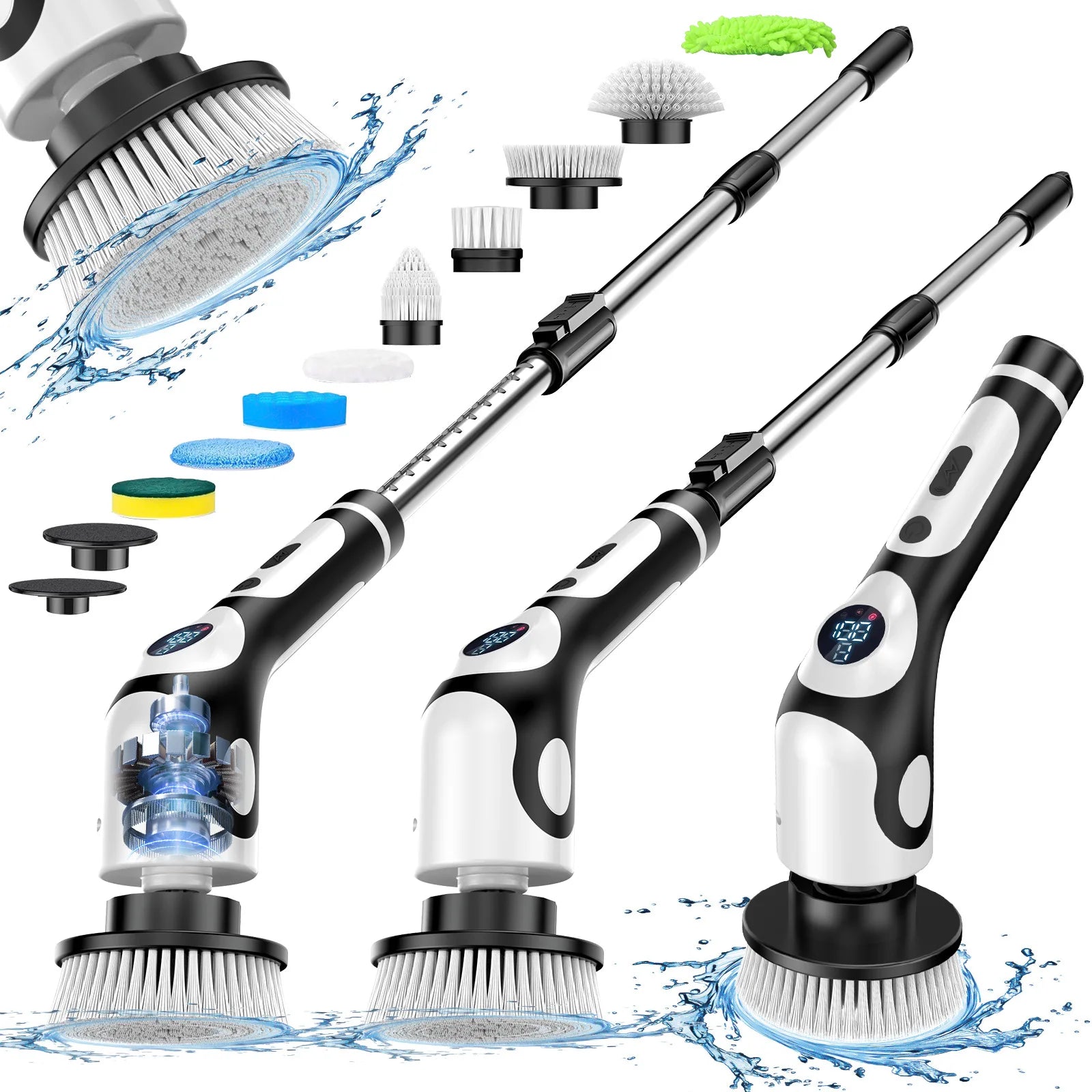 HOMEFISH Multifunctional Electric Cleaning Brush Voice Rechargeable Smart Rotary Cleaning Brush Kitchen Cleaning Brush Peaceful Pleasures Health and Wellness EU0A