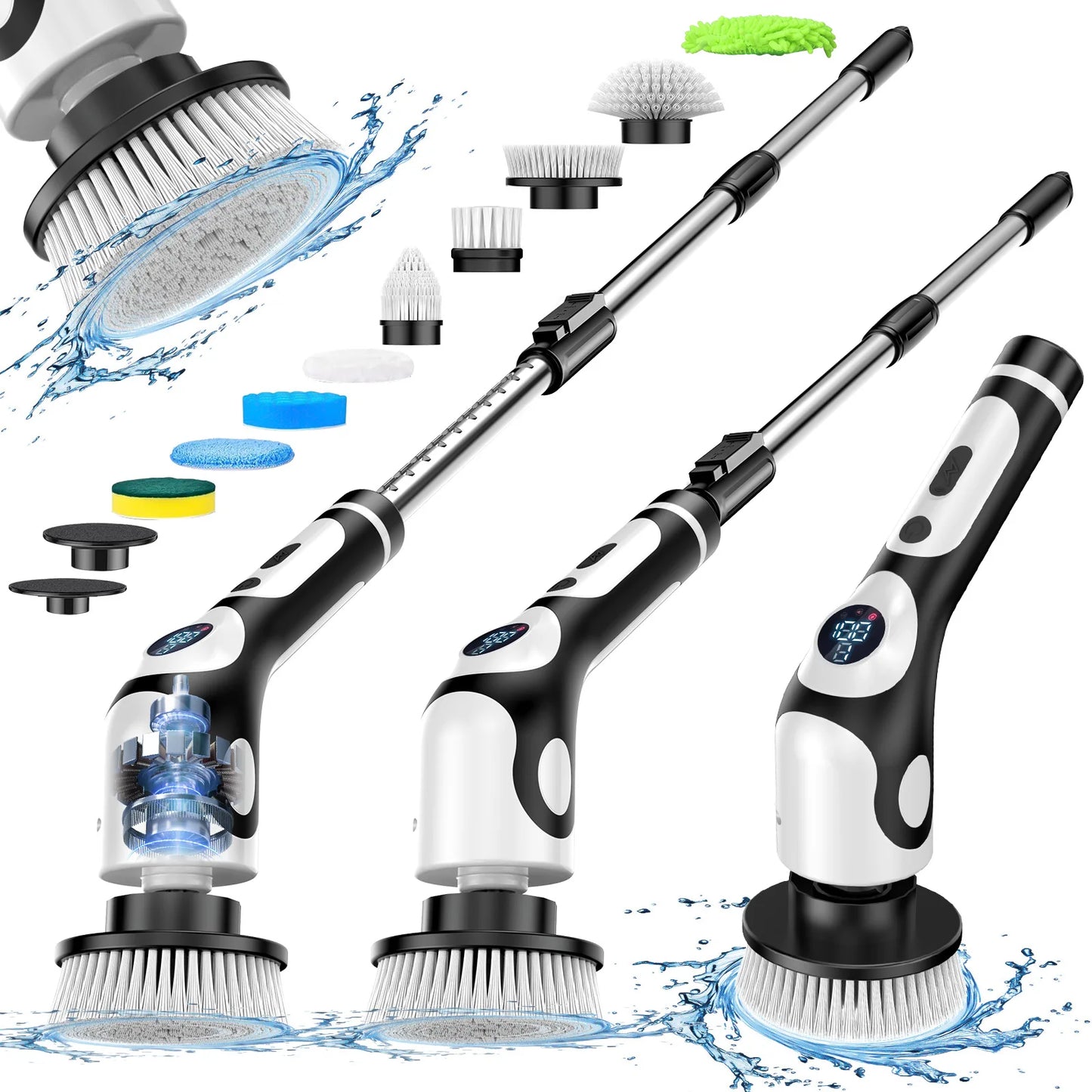 HOMEFISH Multifunctional Electric Cleaning Brush Voice Rechargeable Smart Rotary Cleaning Brush Kitchen Cleaning Brush Peaceful Pleasures Health and Wellness EU0A