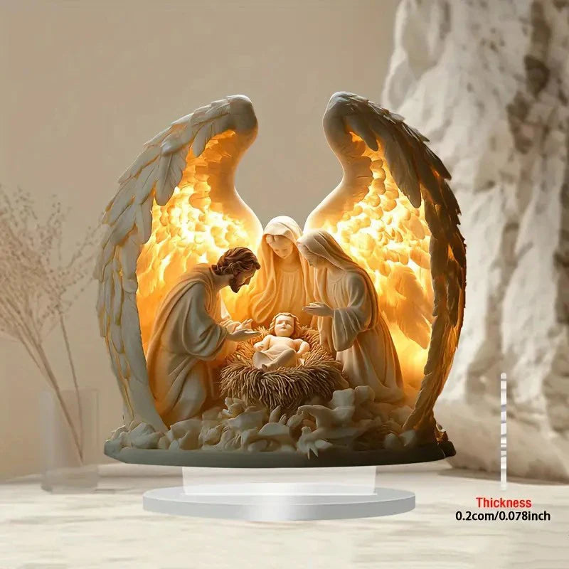 2D Acrylic Nativity Scene Centerpiece | Christmas Tabletop Decor