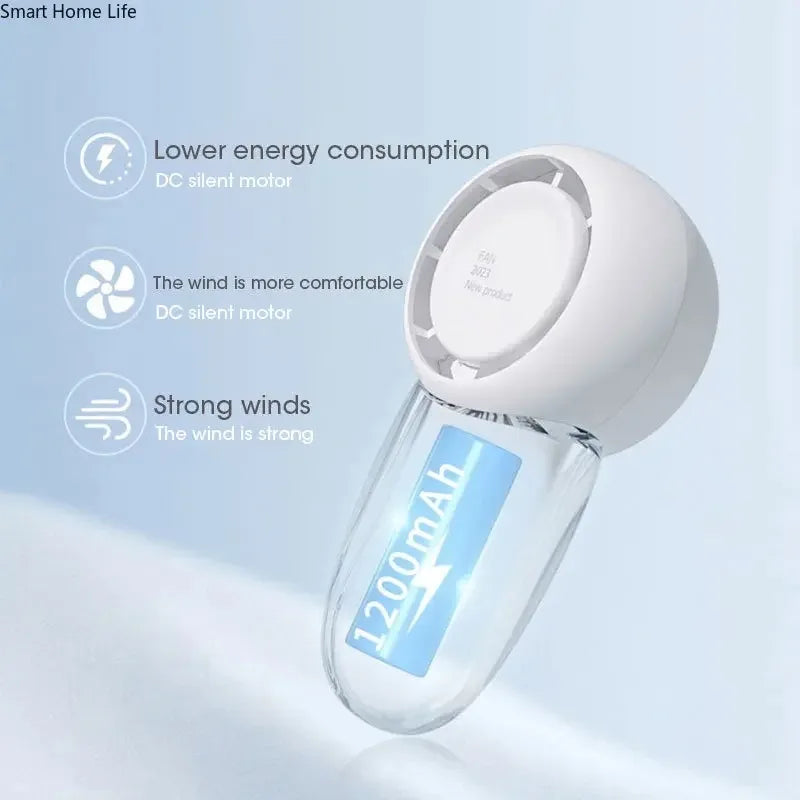 USB Rechargeable Portable Pocket Fan Cute Mini Mute Summer Cooling Fan 3 Speeds Hanging Rope Design Peaceful Pleasures Health and Wellness