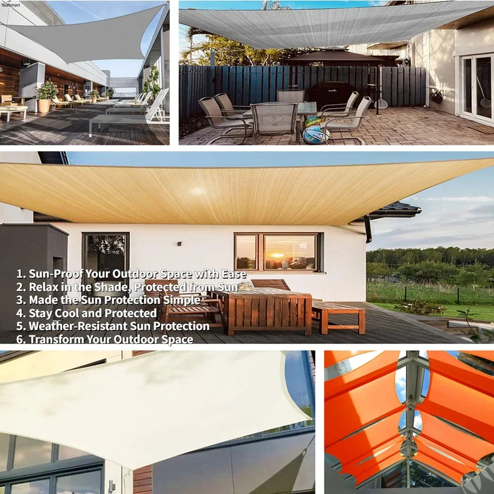 5x4M/4x6M Waterproof Large Sun Shelter Sunshade Protection Outdoor Canopy Garden Patio Pool Shade Sail Awning Camping Shade Net Peaceful Pleasures Health and Wellness