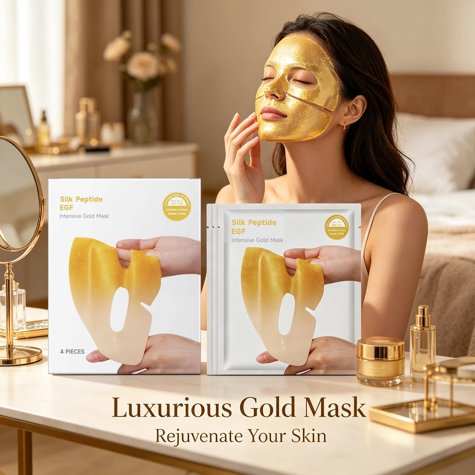 Collagen Intensive Gold Mask Moisturizing Sculpted Facial Contour Soothing Skin Discomfort Enhance Skin Radianc Firm Face Mask Peaceful Pleasures Health and Wellness