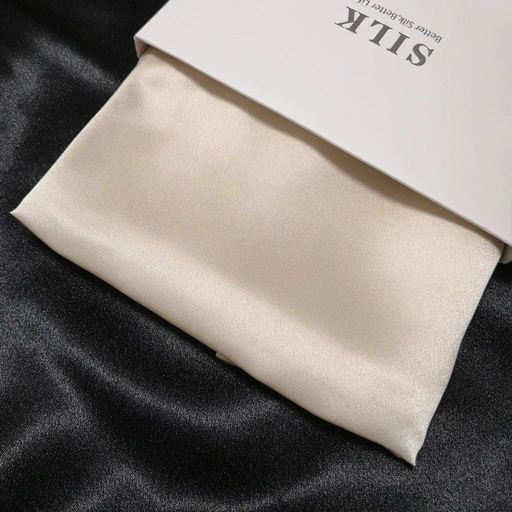 22 Momme 100% Mulberry Silk Pillowcase - Double Sided Solid Pure Silk Pillow Cover with Hidden Zipper - Grade 6A Luxury Bedding Peaceful Pleasures Health and Wellness Beige 40x60CM