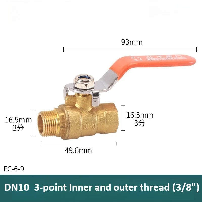 Brass Long Rod Ball Valve ⅛"–1" Threaded Pipe Adapter