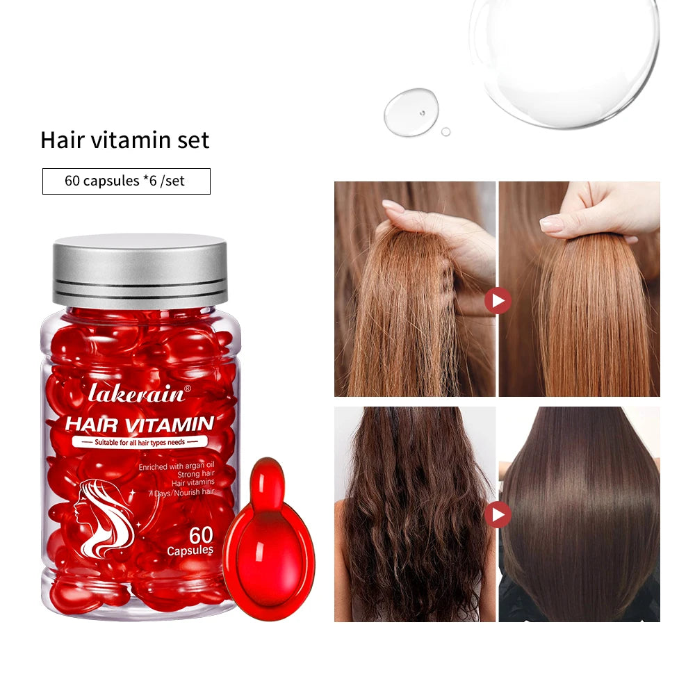 Hair Treatment Serum&Hair care capsules Comfort Hair Care Vitamin Oil Multi-functional Strengthening Smoothing Hair Care Liquid Peaceful Pleasures Health and Wellness 1red