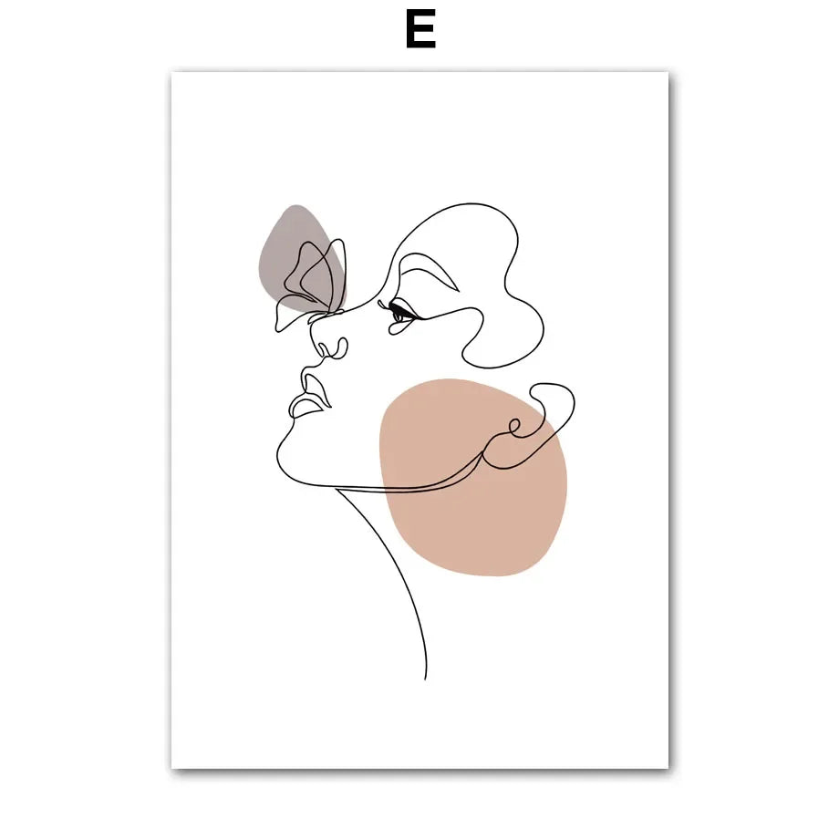 Canvas Painting Flower Line Draw Lover Face Color Block Abstract Posters And Prints Wall Art Pictures Living Room Home Decor Peaceful Pleasures Health and Wellness G 40x50cm