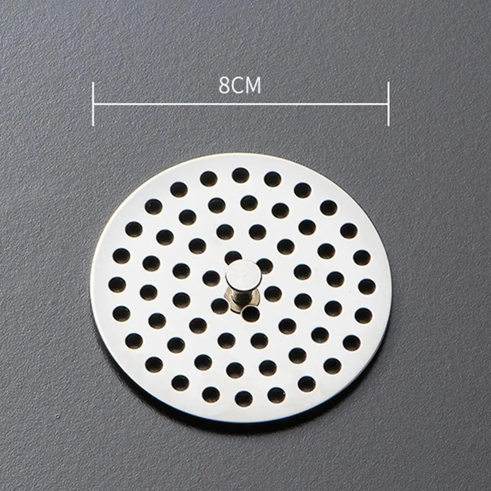 Creative Stainless Steel Floor Drain Net Cover Round Square Shape with Handle Sink Strainer Hair Filter Peaceful Pleasures Health and Wellness -8cm-roundshape