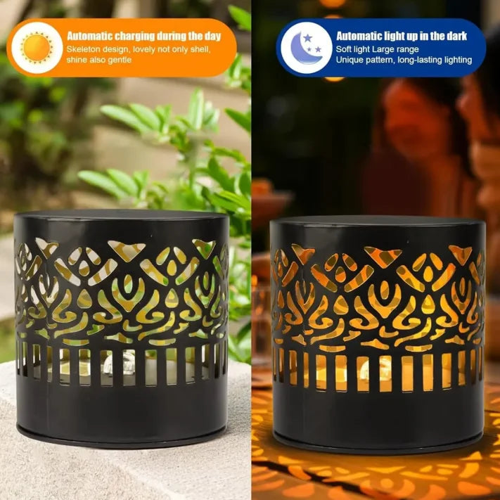 Waterproof Outdoor Deck Step Wall Light Hollow Solar-Powered Mandala Projector Light Exotic Garden Decoration Automatic Light Peaceful Pleasures Health and Wellness
