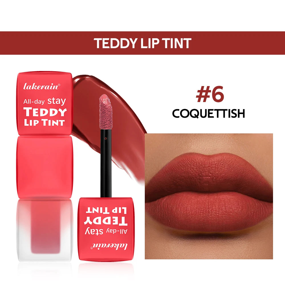 Lip Stain Set Teddy Tint Lip Color Tear Lip Gloss Super Stay Long-Lasting Coloring 12H Matte Texture WaterproofLipstick Cosmeti Peaceful Pleasures Health and Wellness 6Coquettish