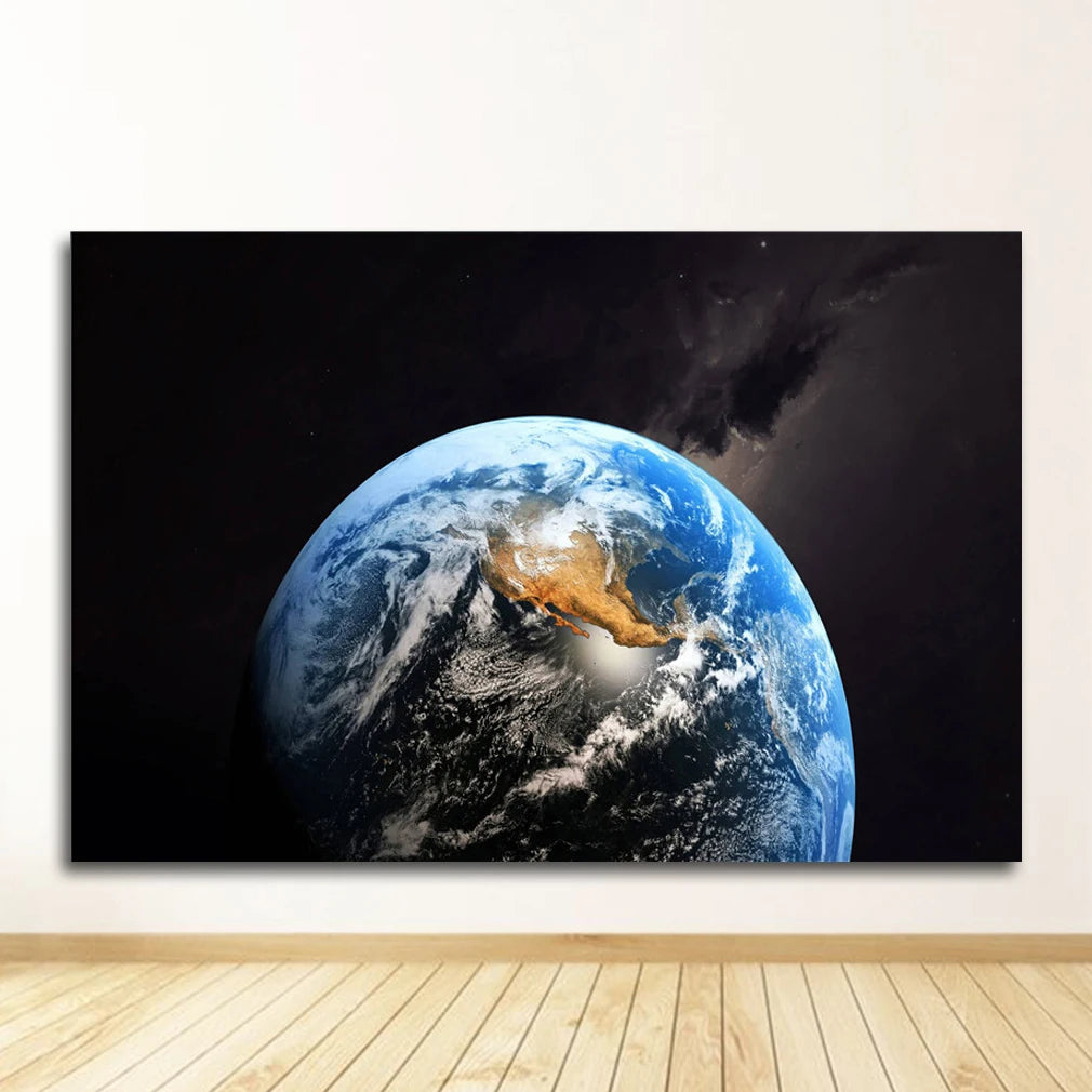 Space Galaxy Canvas Wall Art – Astronaut Planet Universe Poster