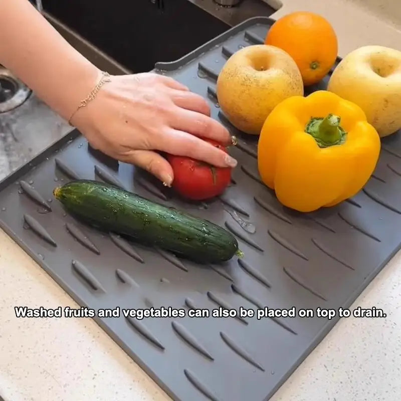 Non-Slip Silicone Dish Drying Mat 32×26cm | Heat Resistant