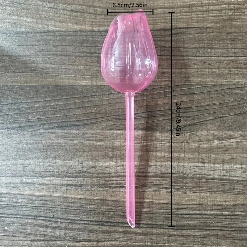 Pink tulip plant watering balls, suitable for indoor and outdoor plants, automatic plant drippers, and automatic watering Peaceful Pleasures Health and Wellness