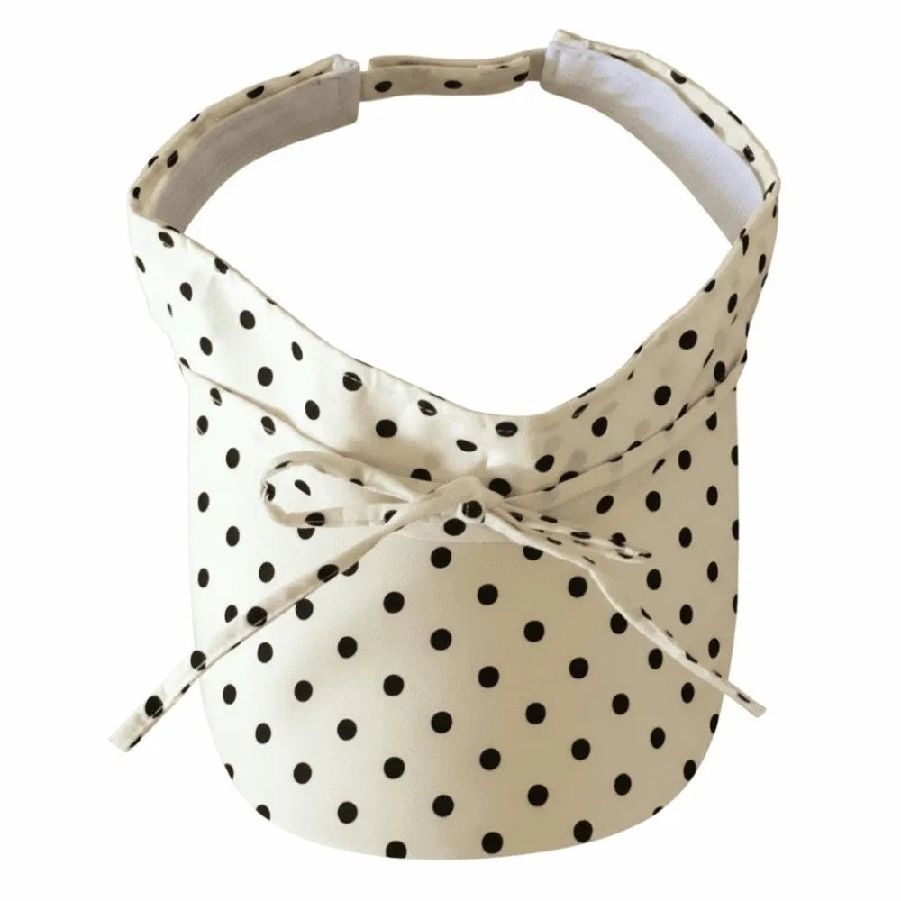 UV Shield Polka Dot Sun Visor Hat | Adjustable Beach Cap Sun Visor Hat Peaceful Pleasures Health and Wellness White