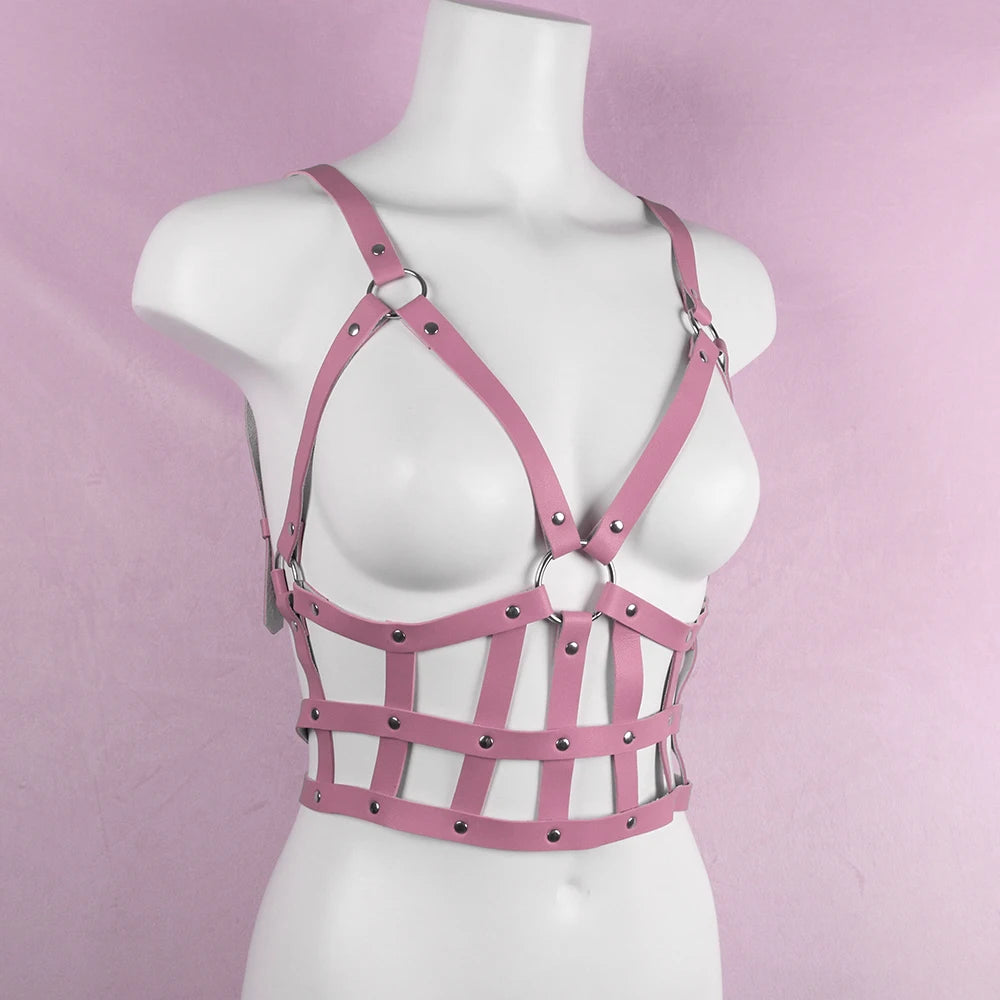 Pink UYEE Women Sexy Harness Belt Leather Lingerie Body Gothic