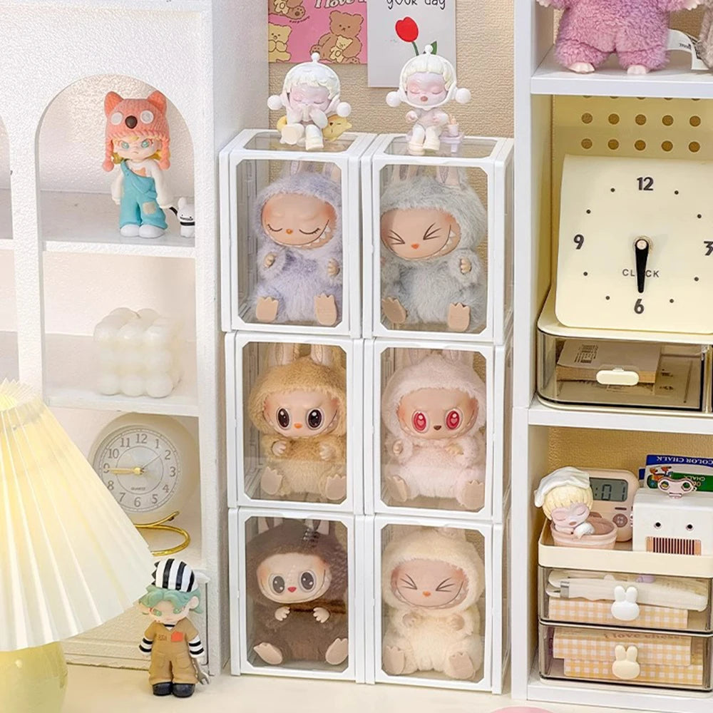6pcs Display Box Glass Doll Storage Box Cotton Doll Blind Box Handmade Transparent Baby Cabinet Peaceful Pleasures Health and Wellness